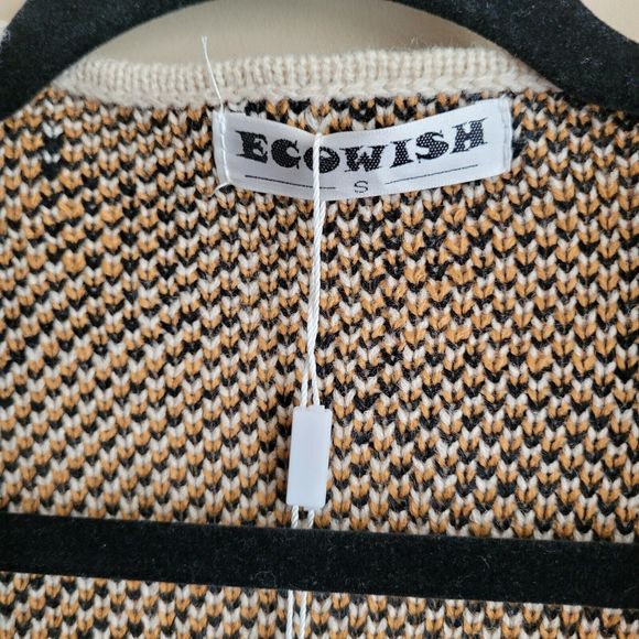 Ecowish Womens Cardigan Size Small Leopard Animal Print Knit Open Front Oversize - Picture 2 of 6